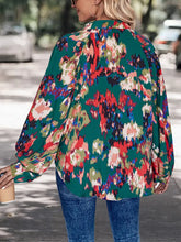 Perfee Printed Johnny Collar Long Sleeve Blouse Woman Blouses