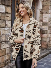 Geometric Zip Up Long Sleeve Outerwear Woman Outerwear