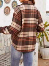 Plaid Button Up Long Sleeve Jacket Woman Outerwear
