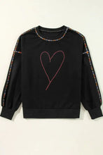 Valentine’s Day Rhinestone Heart Round Neck Long Sleeve Sweatshirt Woman Sweatshirts