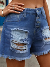 Distressed Raw Hem Denim Shorts Denim Shorts