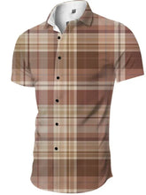 Men's Full Size Printed Collared Neck Shirt Plus Size Taupe Mens Tops
