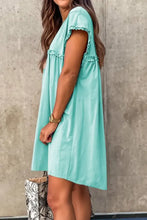 Frill Short Sleeve Mini Dress Woman Casual Dress