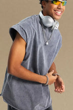 Men's Washed Round Neck Tank Gray Mens Tops