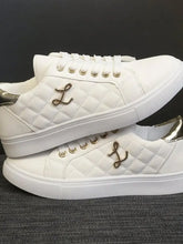 Quilted Platform Sneakers with Metallic Gold Accents Woman Sneakers