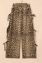 Leopard Bow Tie Elastic Waist Pants Woman Pants