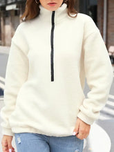 Turtleneck Half Zip Long Sleeve Sweatshirt Woman Sweatshirts