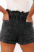 Paperbag Waist Denim Shorts with Pockets Denim Shorts