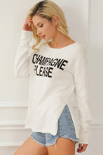 CHAMPAGNE PLEASE Long Sleeve Slit Sweater Sweater Pullovers