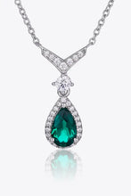Lab-Grown Emerald Teardrop Necklace Dark Green One Size Necklaces