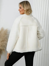 Pocketed Sherpa Zip Up Long Sleeve Jacket Woman Outerwear