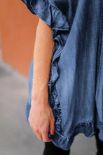 Ruffled Open Front Denim Top Woman Denim Tops