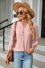 Notched Neck Long Sleeve Buttoned Blouse Woman Blouses