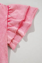 Mineral Wash Raw Edge Ruffle Mini Dress Casual Dresses