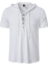 Men's Full Size Casual Lace-Up Hooded Top Plus Size Mens Tops