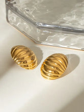 18K Gold-Plated Stainless Steel Ribbed Earrings Earrings