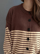 Striped Button Down Long Sleeve Cardigan Woman Outerwear