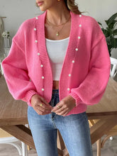 Pearl Open Front Long Sleeve Cardigan Woman Outerwear