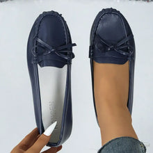Round Toe Flats Slip-Ons Blue Woman Loafers