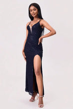 Split Sequin Backless Maxi Cami Dress Navy Cocktail Dress