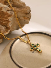 Stainless Steel Zircon Cross Pendant Necklace Fashion Jewelry