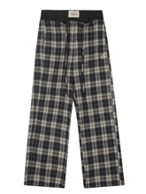 Men's Classic Plaid Drawstring Pants Navy Blue Woman Sweatpants