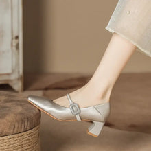 Square Toe Block Heel Pumps woman pumps