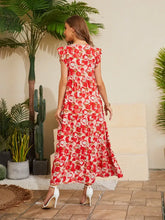 Floral V-Neck Cap Sleeve Summer Dress Woman Casual Dress