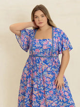 Plus Size Ruched Printed Short Sleeve Dress Casual Dresses