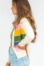 Contrast Button Down Long Sleeve Cardigan Woman Outerwear