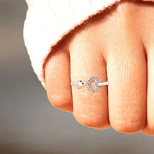 925 Sterling Silver Inlaid Zircon Heart Open Ring Rings