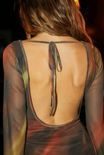 Tie Dye Print Long Sleeve Bodycon Mini Dress Woman Casual Dress