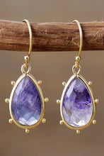 Natural Stone Teardrop Earrings Lavender One Size Earrings