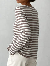 Striped Round Neck Long Sleeve Sweater Sweater Pullovers