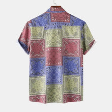 Men's Printed Short Sleeve Button-Up Shirt Mens Tops