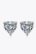 2 Carat Moissanite Heart-Shaped Stud Earrings Silver One Size Earrings