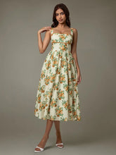 Lace Trim Floral Sleeveless Midi Dress Cocktail Dress