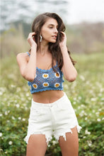 Floral Crochet Cropped Cami Azure Tanks & Camis