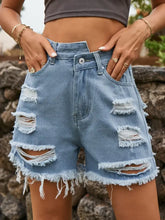 Distressed Raw Hem Denim Shorts Denim Shorts