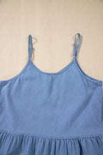 Ruffled Spaghetti Straps Denim Tank Top Woman Denim Tops