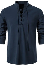 Men's Lace Up Long Sleeve Blouse Mens Tops