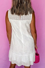 Floral Eyelet Embroidered Sleeveless Shift Dress Woman Dress