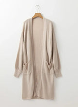 Pocketed Open Front Long Sleeve Cardigan Woman Outerwear