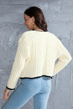 Graphic Cable-Knit Button Up Cardigan Woman Outerwear