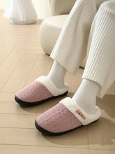 Horn Buckle Furry Texture Flat Slippers Dusty Pink Woman Slippers