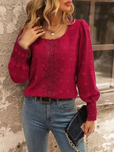Swiss Dot Lace Detail Blouse Deep Red Woman Blouses