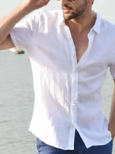 Men's Full Size Button Up Short Sleeve Shirt Plus Size White Mens Tops