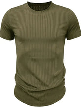 Men's Full Size Ribbed Knit Short Sleeve Round Neck T-Shirt Plus Size Mens Tops