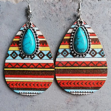 Artificial Turquoise Geometric Teardrop Earrings style A One Size Earrings