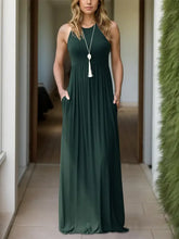 Pocketed Round Neck Sleeveless Dress Woman Maxi Dress